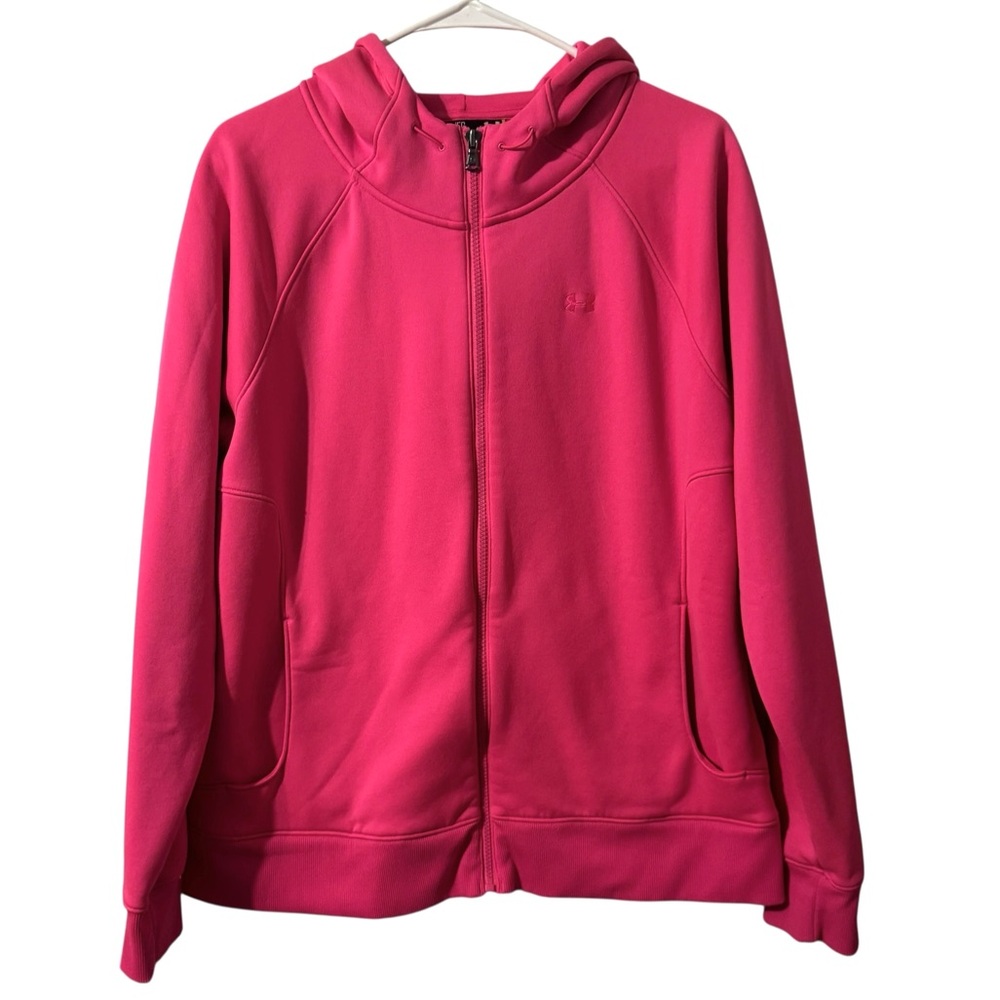 Under Armour Storm Semi-Fitted Full Zip Fleece Jacket Hoodie Womens XL Hot Pink
